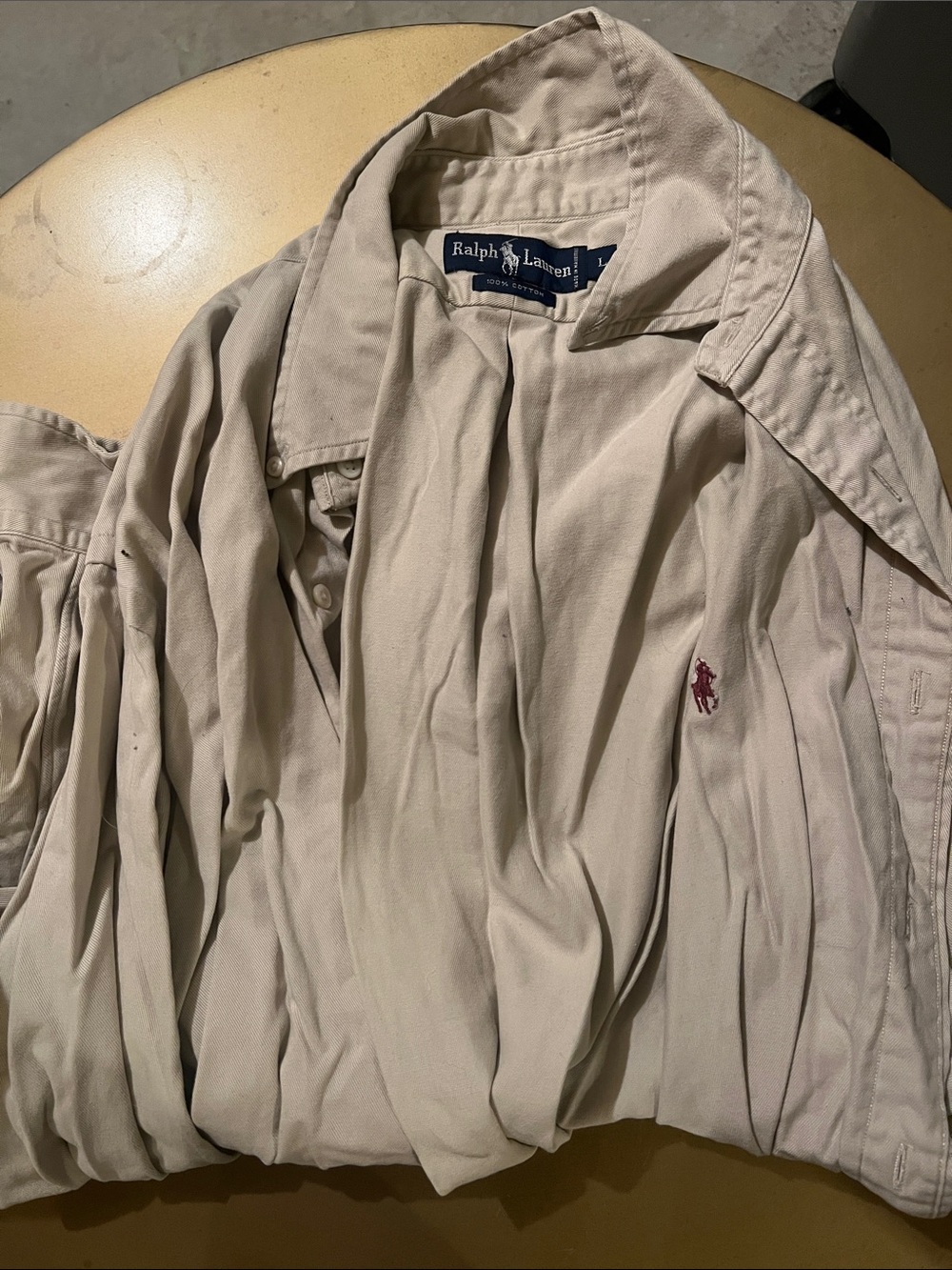 Ralph Lauren Light Beige Cotton Shirt Jacket with Polo Patch
